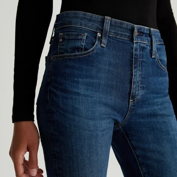 NEW AG Jeans Farrah Unhemmed Bootcut Denim Jeans - High Rise in Indigo 252 - Picture 5 of 9